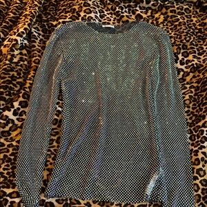 Free People Mesh Sparkling Long Sleeve Top- Never worn